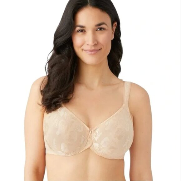 WACOAL 85567 SAND NUDE CALLA LILY JACQUARD AWARENESS UNDERWIRE BRA Size 42DD - Picture 1 of 11